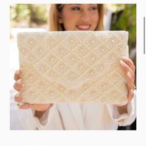 Layla Ivory Pearl Beaded Clutch - NWT